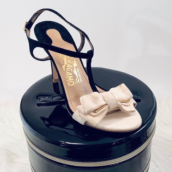 ⚜️Salvatore Ferragamo⚜️ Pavi T Strap Sandal Heels - Picture 4 of 6